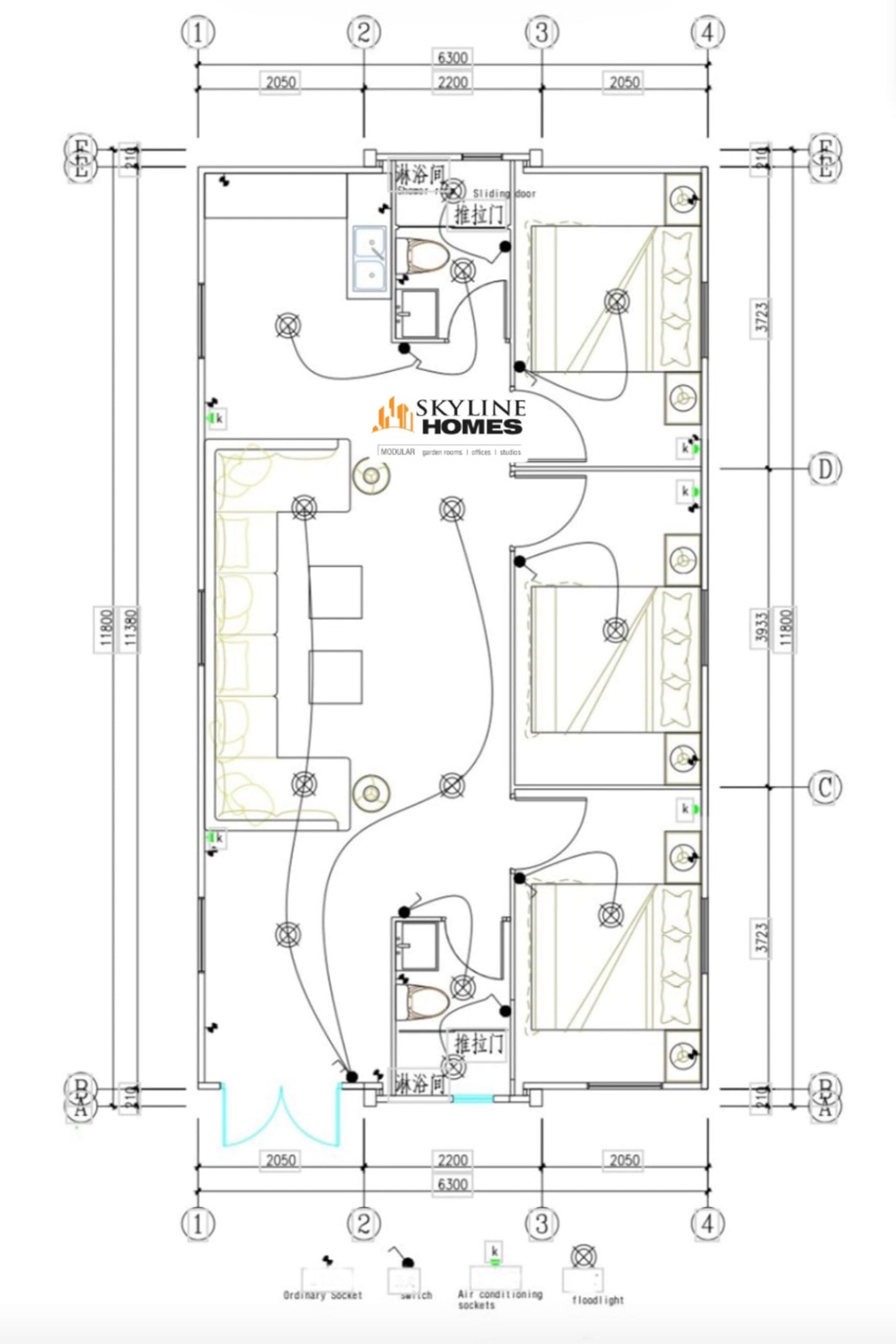 Portable Prefab Tiny Home for Sale 40ft Expandable Modular Homes with 3 Bedrooms 1 Kitchen & Bathroom, Customizable Mobile Container Foldable Tiny Houses to Live in for Adult