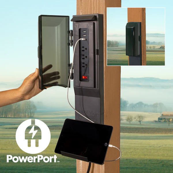 Backyard Discovery Arlington 12' x 12' Cedar Wood Outdoor Gazebo Pavilion with Hardtop Galvanized Steel Peak Roof, Snow Support, Wind Resistance, PowerPort, Shade for Garden, Patio, Deck, Entertaining